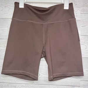 Brown biker shorts.